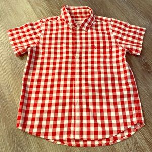 Burberry Red Plaid Button Up Top, Boys 5Y
